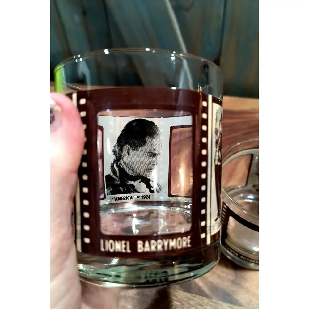 662. Vintage Roaring 20's Whiskey Tumbler Glasses Peekaboo Movie Stars
